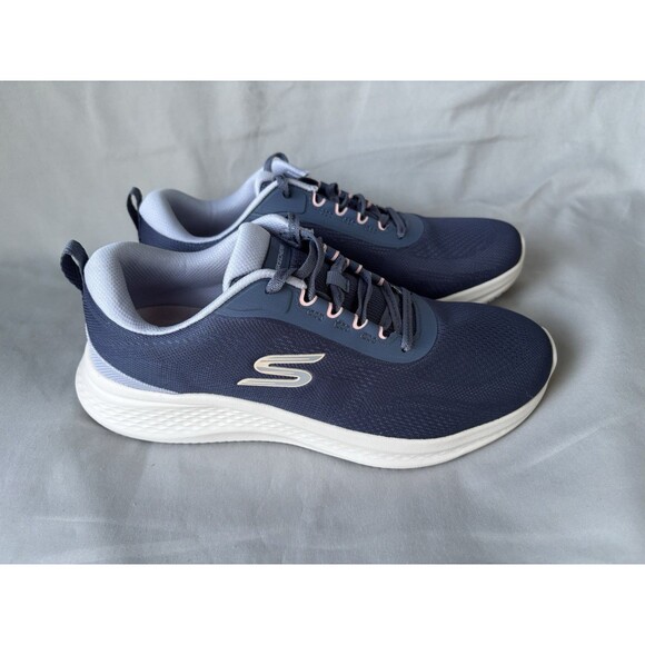SKECHERS Air-Cooled Memory Foam Low Top Lace-Up Sneakers Blue/White Size 9